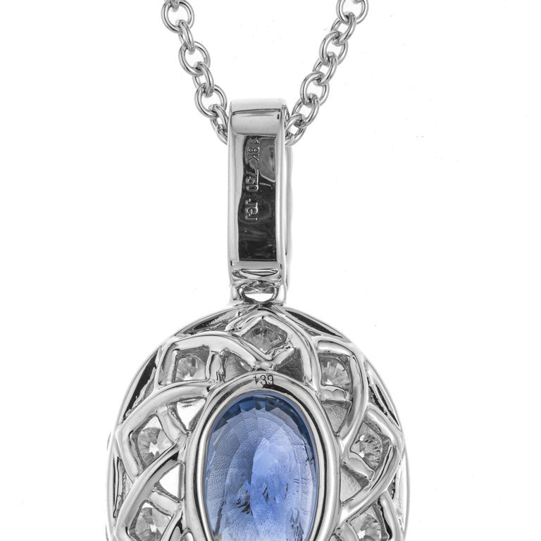 Peter Suchy GIA Certified 3.04 Carat Sapphire Diamond Gold Pendant Necklace – image 6