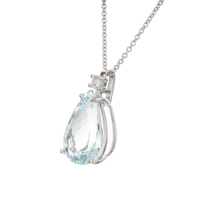 Peter Suchy 6.98 Carat Aquamarine Diamond White Gold Pendant Necklace – image 2