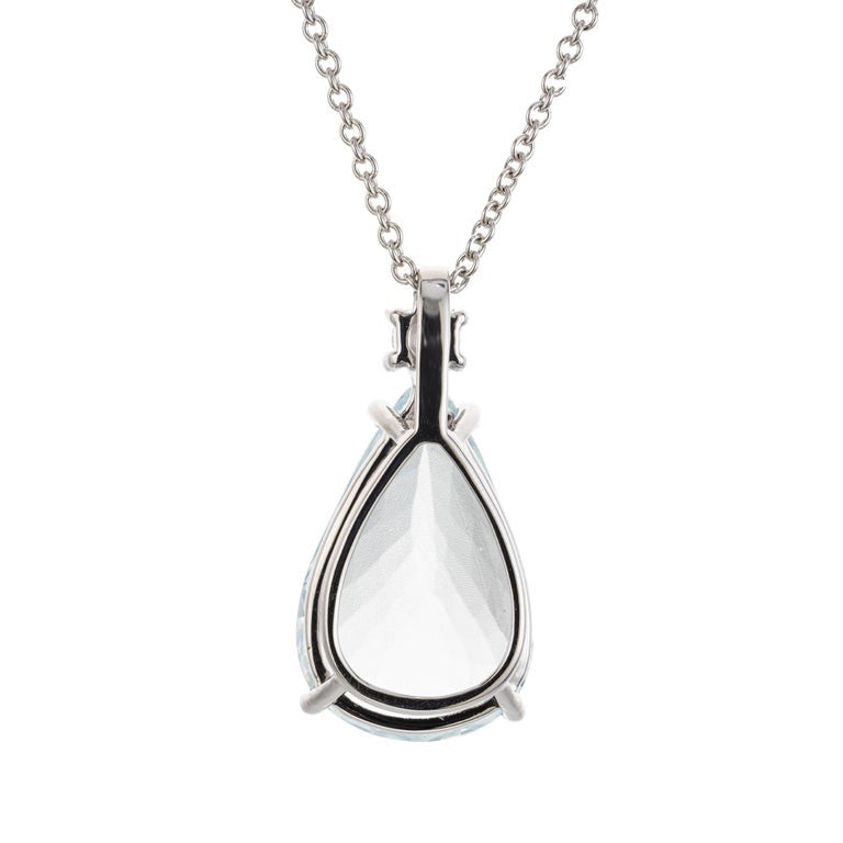 Peter Suchy 6.98 Carat Aquamarine Diamond White Gold Pendant Necklace – image 3