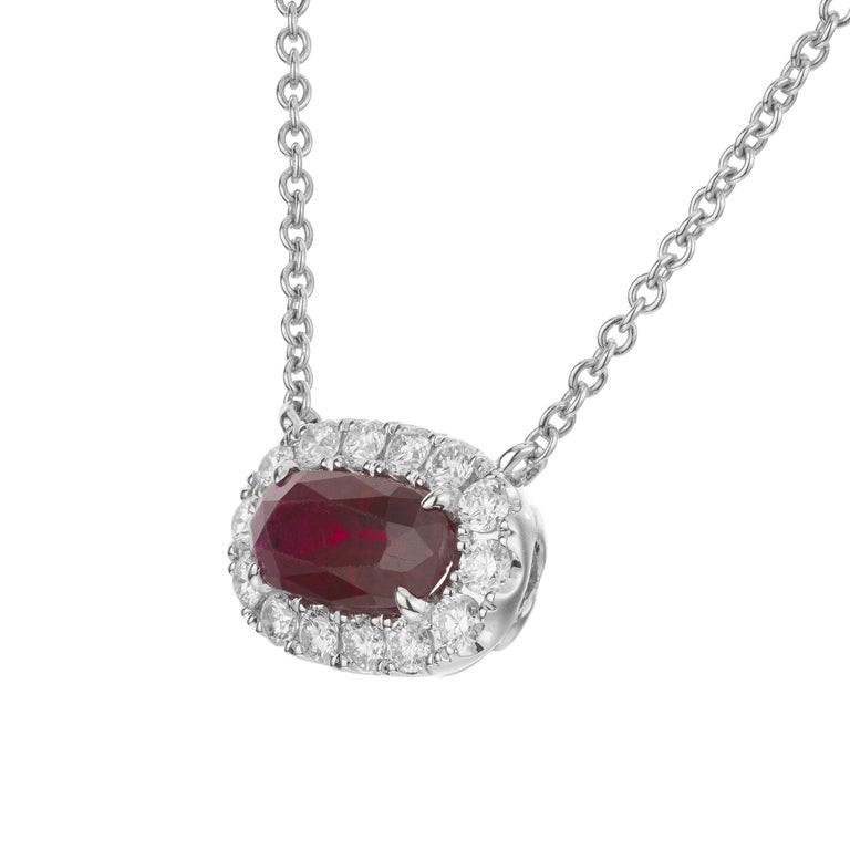 Peter Suchy GIA Certified 1.35 Carat Ruby Diamond Pendant Necklace – image 3