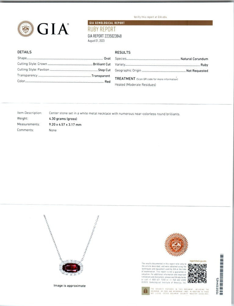 Peter Suchy GIA Certified 1.35 Carat Ruby Diamond Pendant Necklace – image 4
