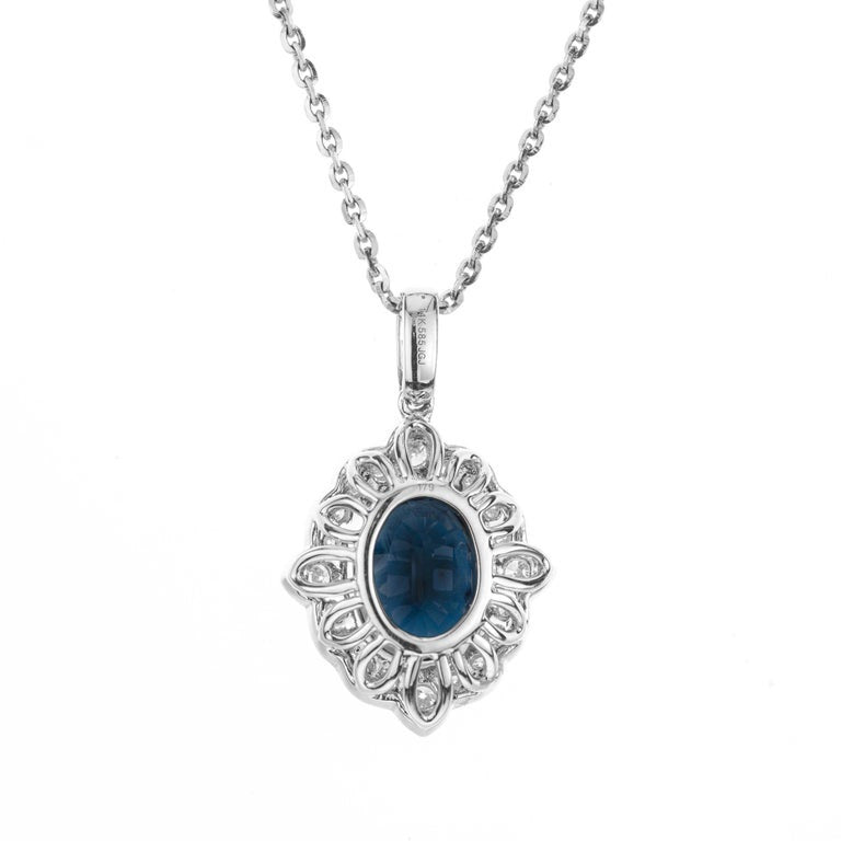 Peter Suchy GIA Certified 4.16 Carat Sapphire Diamond Gold Pendant Necklace – image 5