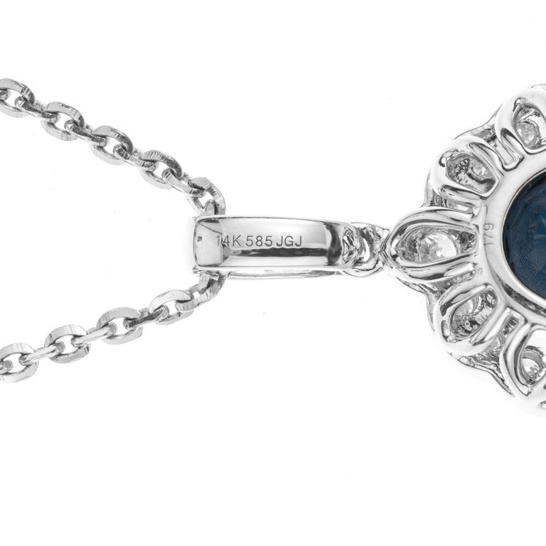 Peter Suchy GIA Certified 4.16 Carat Sapphire Diamond Gold Pendant Necklace – image 6