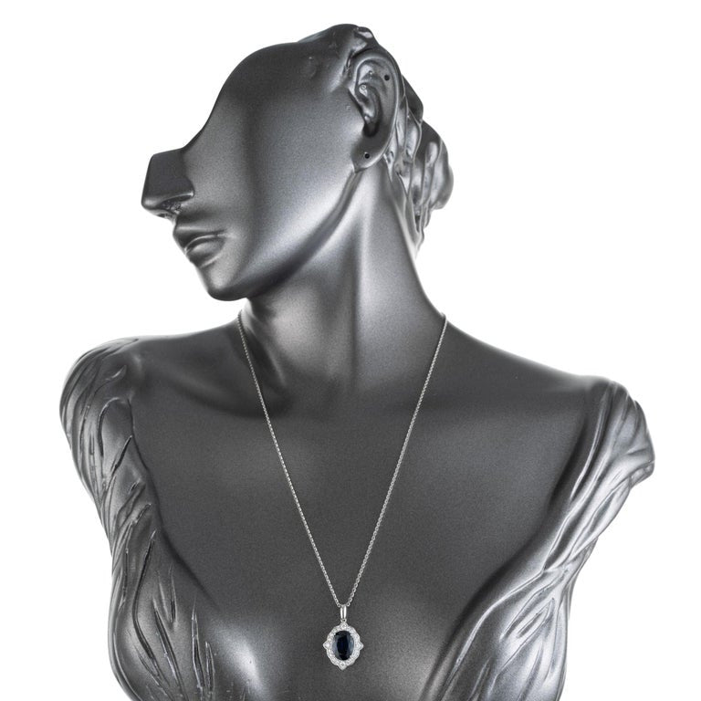 Peter Suchy GIA Certified 4.16 Carat Sapphire Diamond Gold Pendant Necklace – image 7