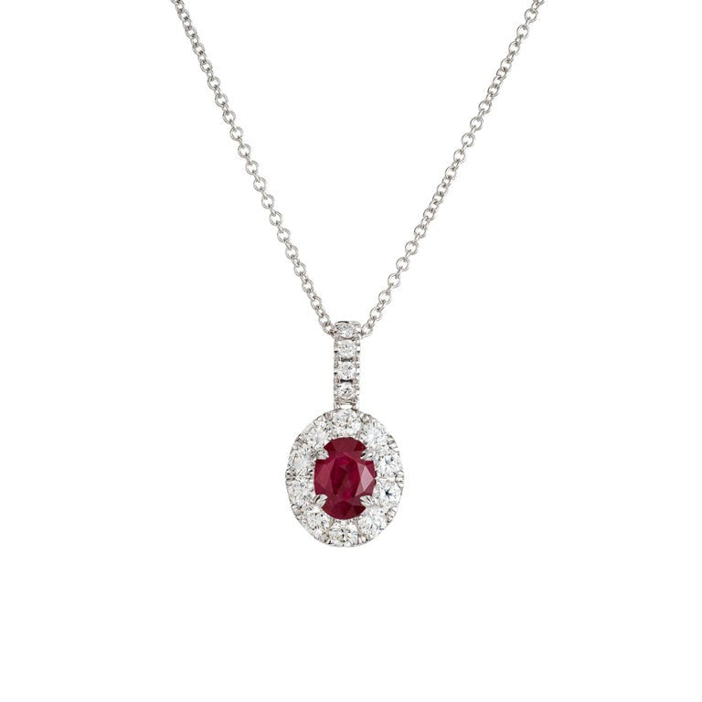 Peter Suchy GIA Certified 1.32 Carat Ruby Diamond White Gold Pendant Necklace – image 2