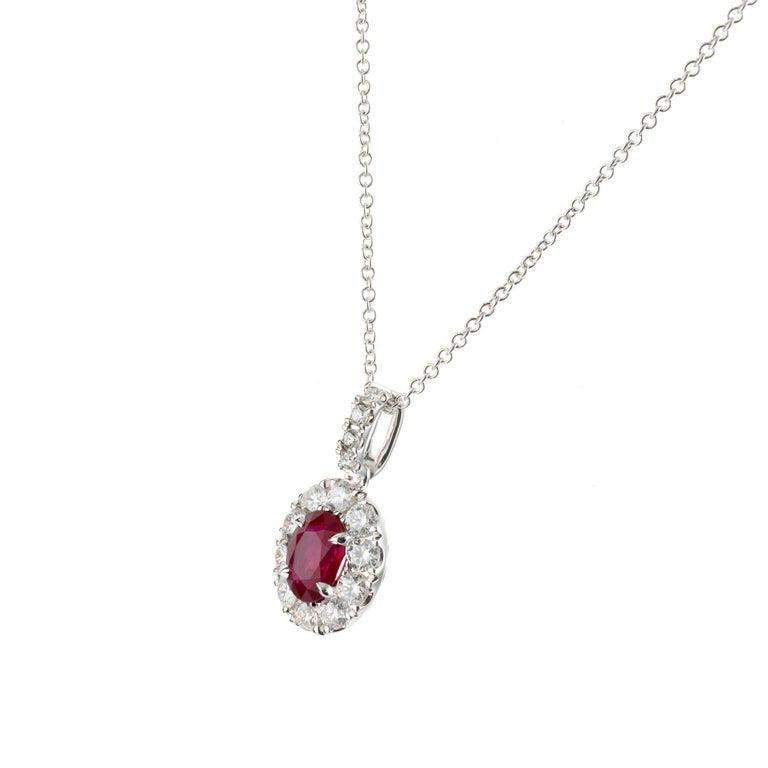 Peter Suchy GIA Certified 1.32 Carat Ruby Diamond White Gold Pendant Necklace – image 4