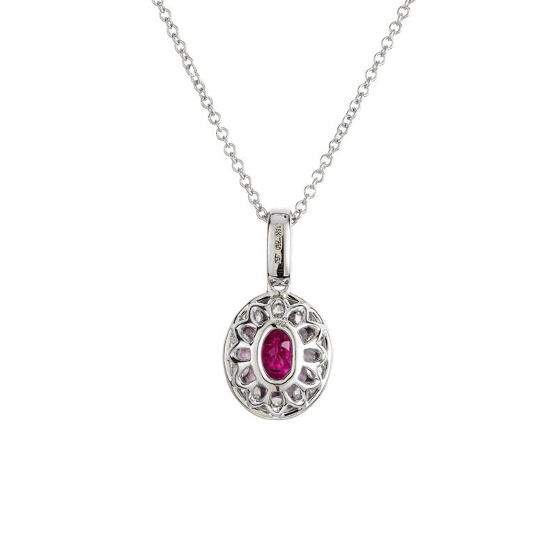 Peter Suchy GIA Certified 1.32 Carat Ruby Diamond White Gold Pendant Necklace – image 5