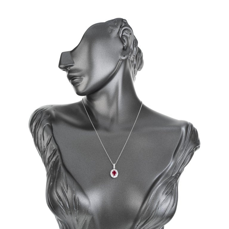 Peter Suchy GIA Certified 1.32 Carat Ruby Diamond White Gold Pendant Necklace – image 8