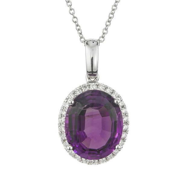 Peter Suchy 4.54 Carat Amethyst Diamond White Gold Pendant Necklace