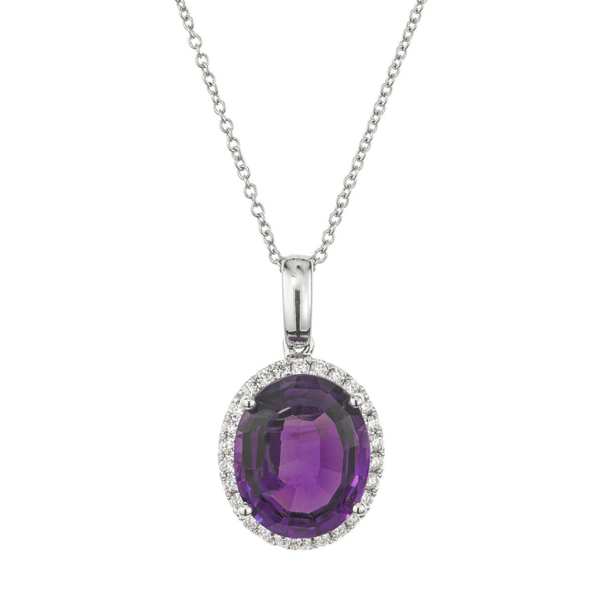 Peter Suchy 4.54 Carat Amethyst Diamond White Gold Pendant Necklace – image 2