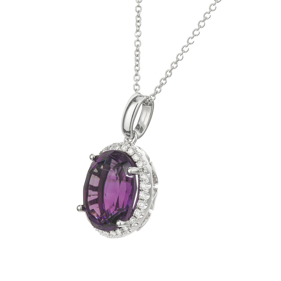 Peter Suchy 4.54 Carat Amethyst Diamond White Gold Pendant Necklace – image 3