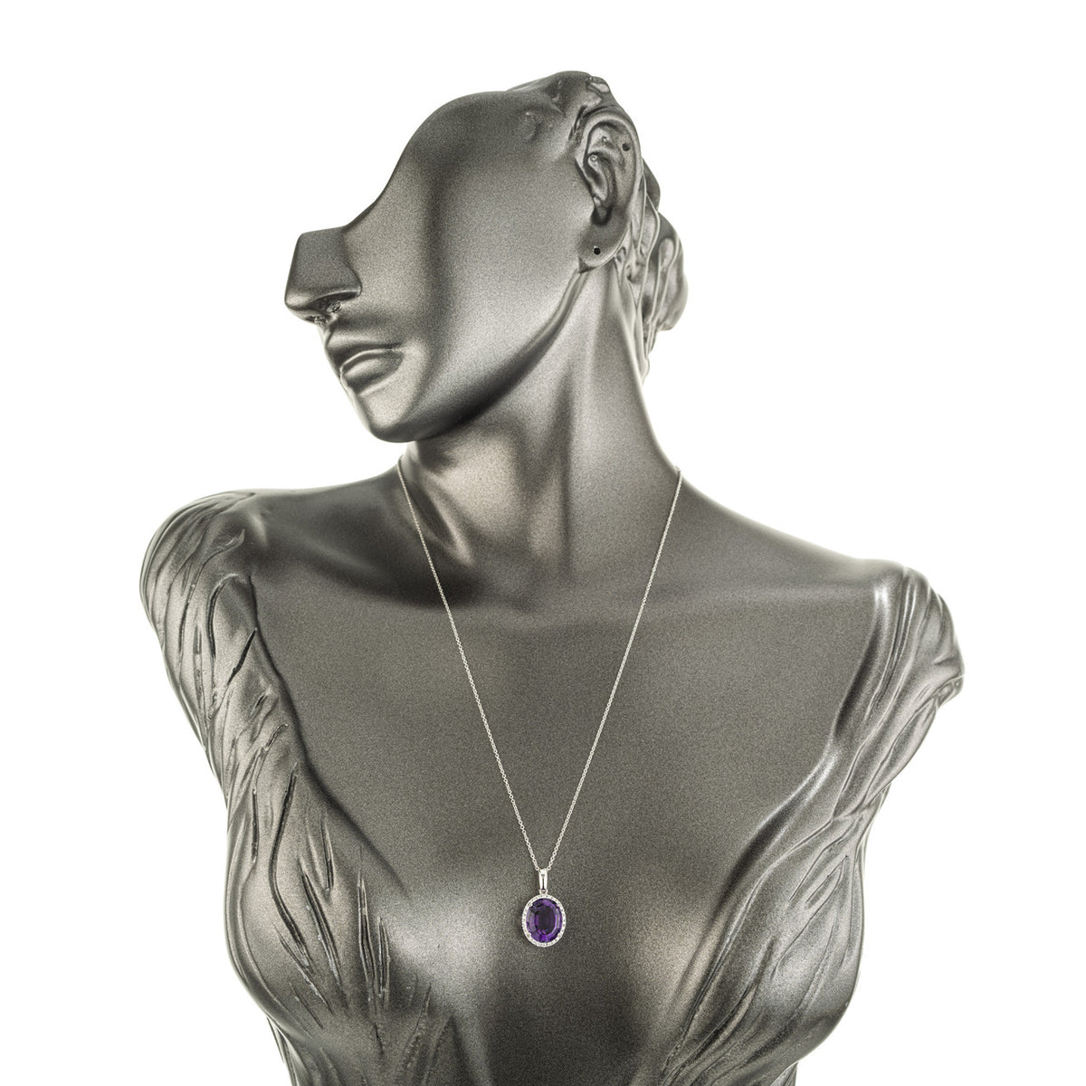 Peter Suchy 4.54 Carat Amethyst Diamond White Gold Pendant Necklace – image 7