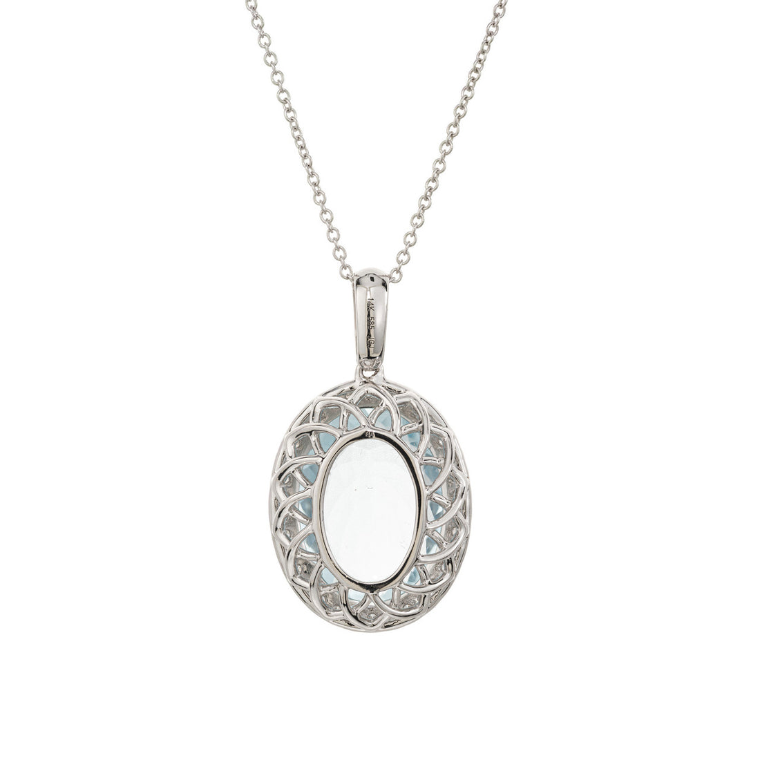 6.09 Carat Oval Aquamarine Diamond Halo Pendant Necklace – image 3