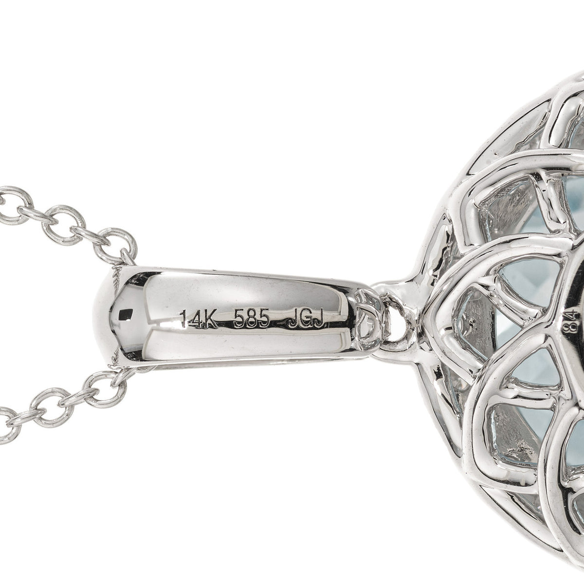6.09 Carat Oval Aquamarine Diamond Halo Pendant Necklace – image 6