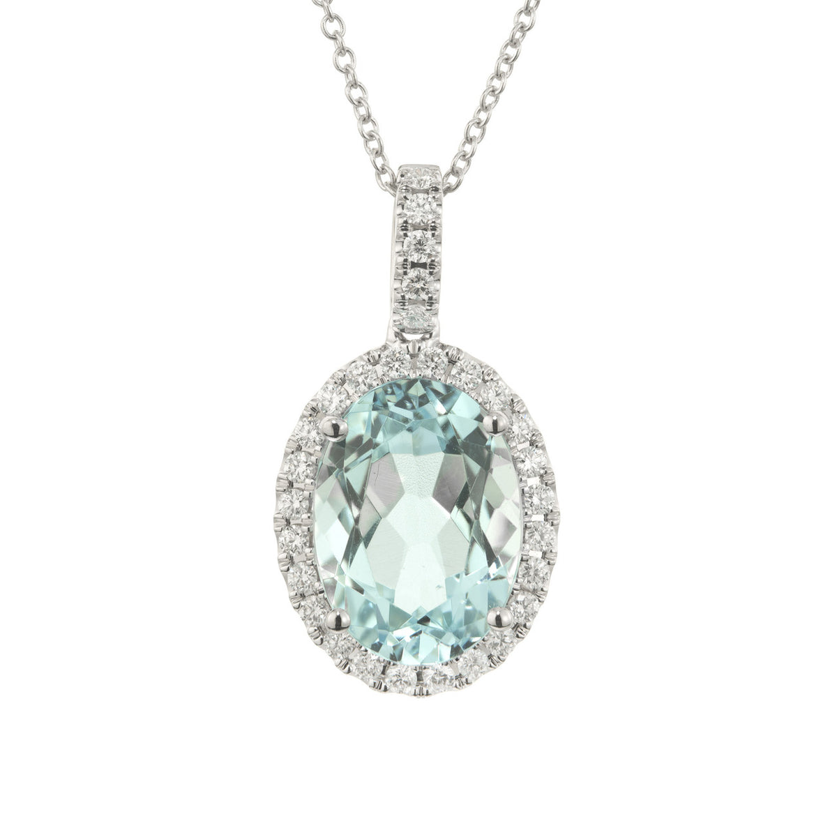 Peter Suchy 3.51 Carat Aquamarine Diamond White Gold Pendant