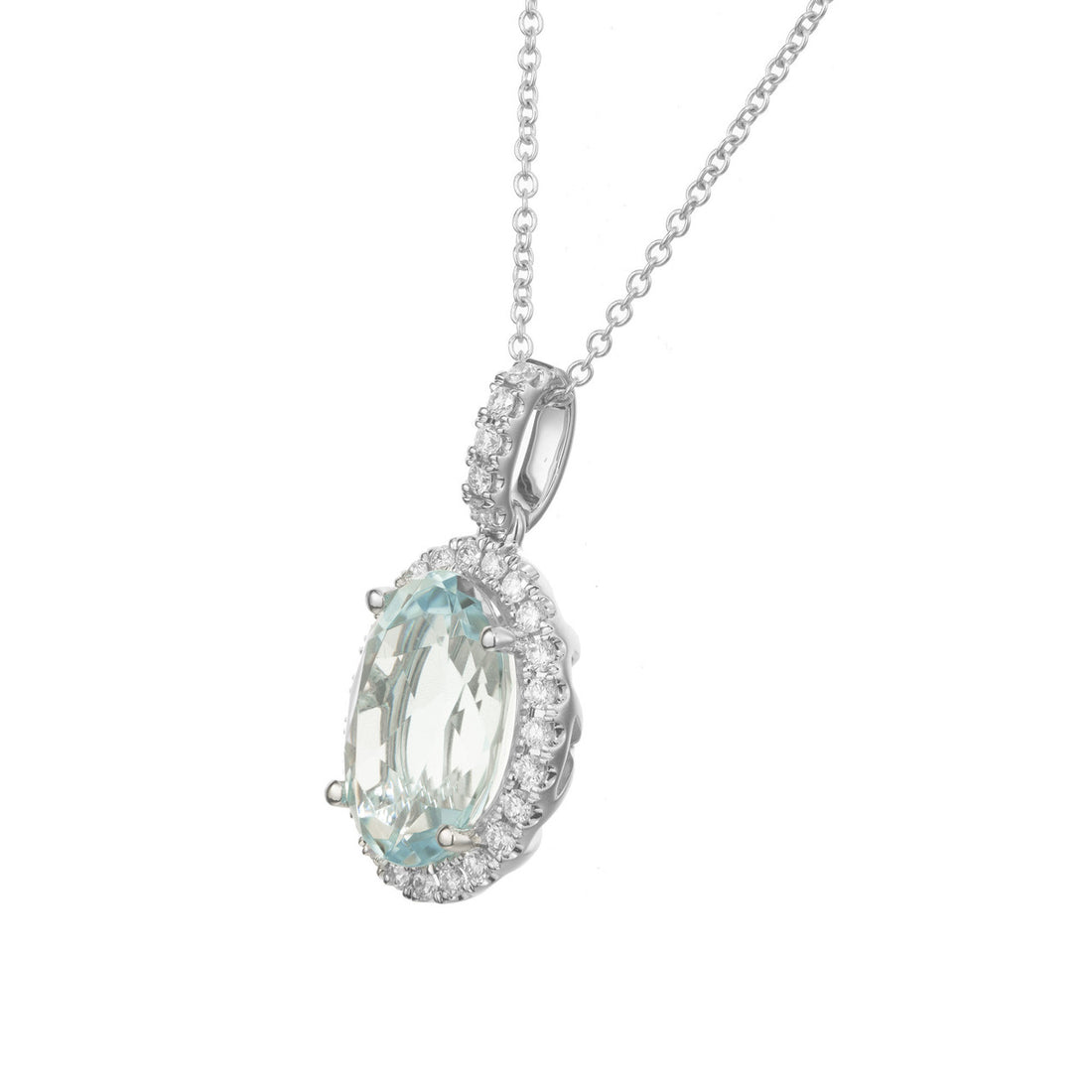 Peter Suchy 3.51 Carat Aquamarine Diamond White Gold Pendant – image 3