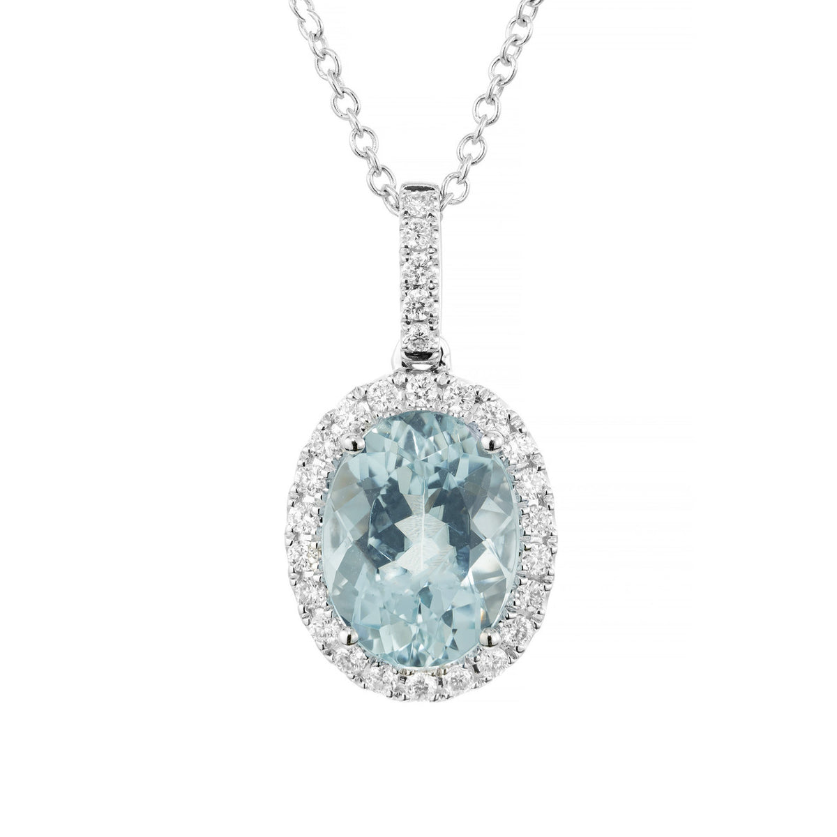 Peter Suchy 1.63 Carat Aquamarine Diamond White Gold Pendant Necklace