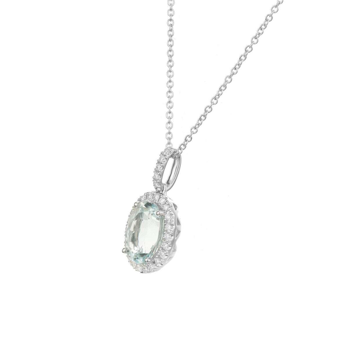 Peter Suchy 1.63 Carat Aquamarine Diamond White Gold Pendant Necklace – image 3