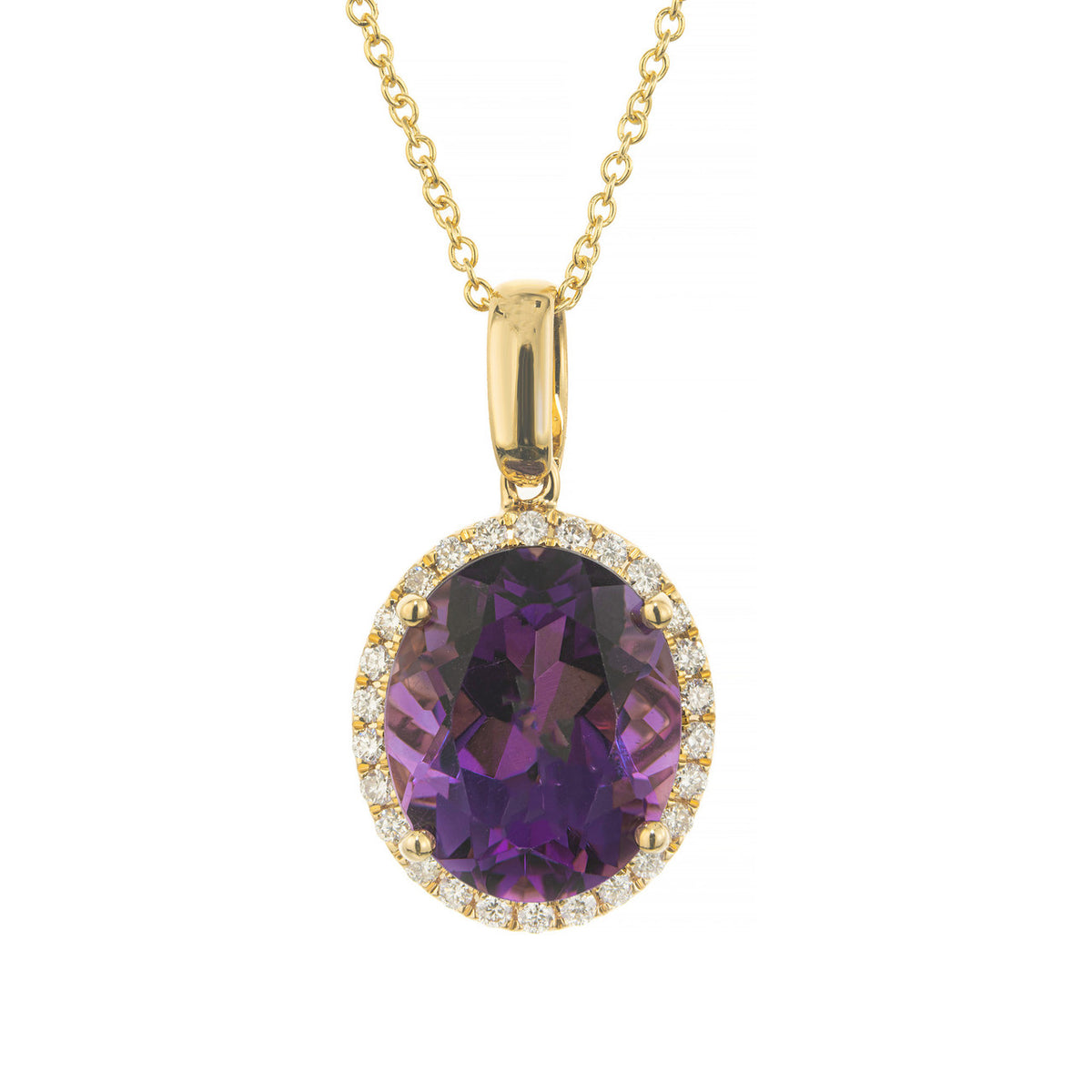 Peter Suchy 4.48 Carat Amehtyst Diamond Yellow Gold Pendant Necklace