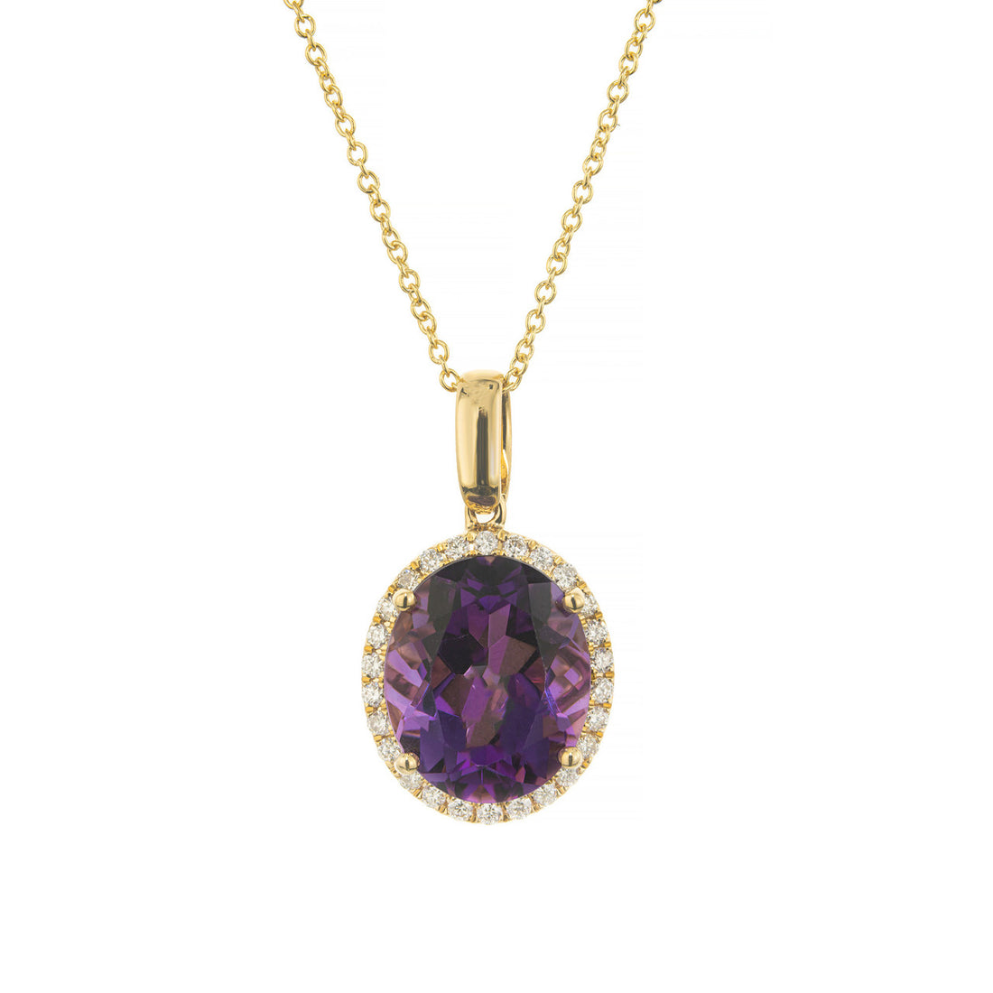 Peter Suchy 4.48 Carat Amehtyst Diamond Yellow Gold Pendant Necklace – image 2