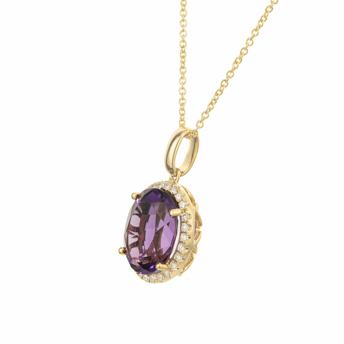 Peter Suchy 4.48 Carat Amehtyst Diamond Yellow Gold Pendant Necklace – image 3