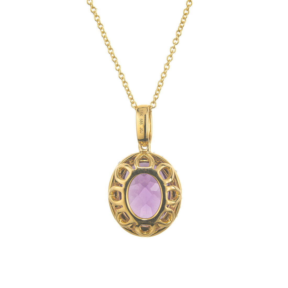 Peter Suchy 4.48 Carat Amehtyst Diamond Yellow Gold Pendant Necklace – image 4
