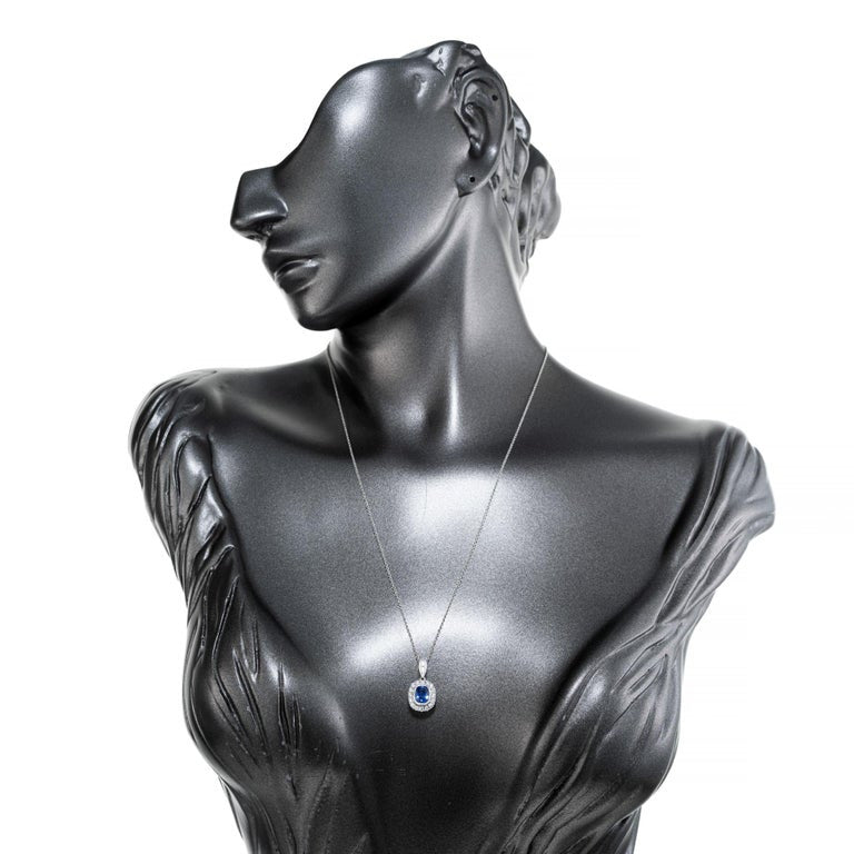 Peter Suchy 1.08 Carat Blue Sapphire Diamond White Gold Pendant Necklace – image 7