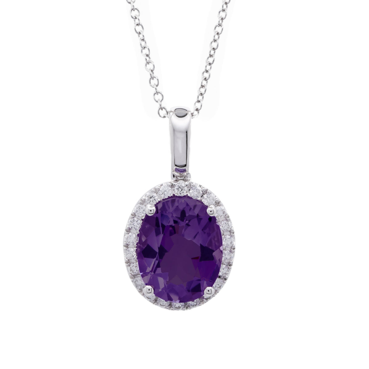 Peter Suchy 4.80 Carat Amethyst Diamond White Gold Pendant Necklace