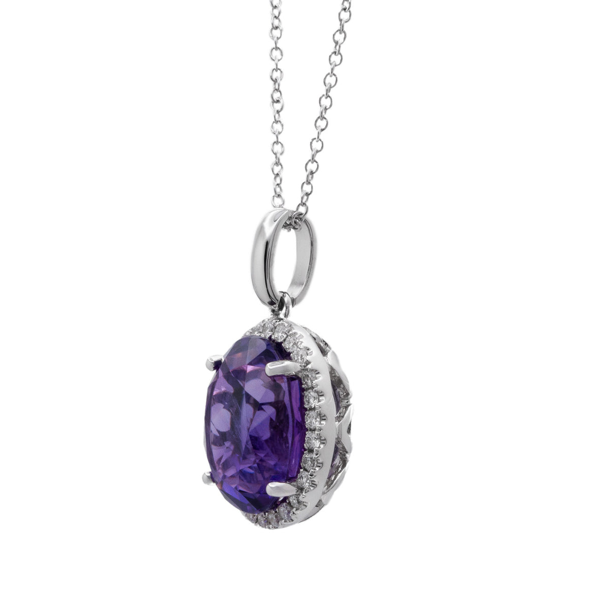 Peter Suchy 4.80 Carat Amethyst Diamond White Gold Pendant Necklace – image 4