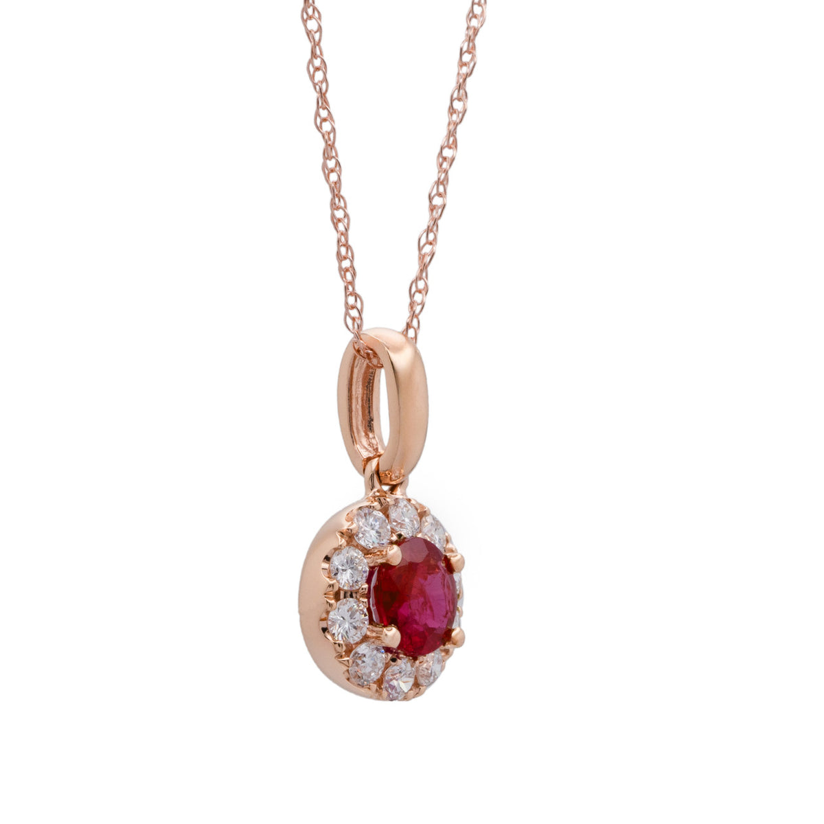 Peter Suchy .46 Carat Ruby Diamond Rose Gold Pendant Necklace – image 2