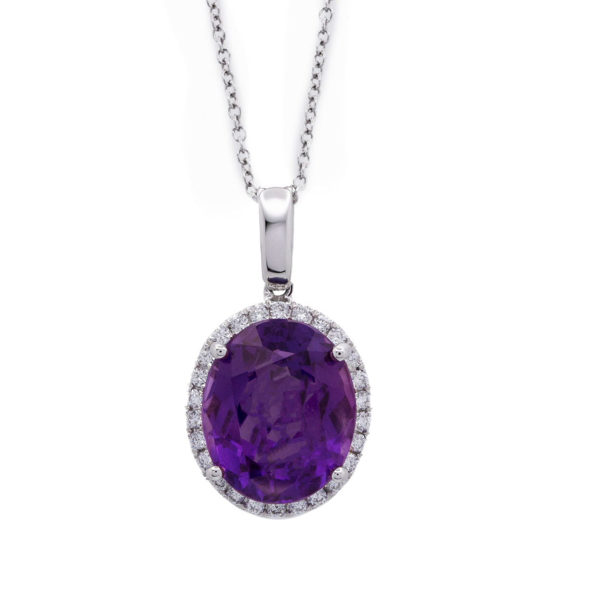 Peter Suchy 2.33 Carat Amethyst Diamond White Gold Pendant Necklace