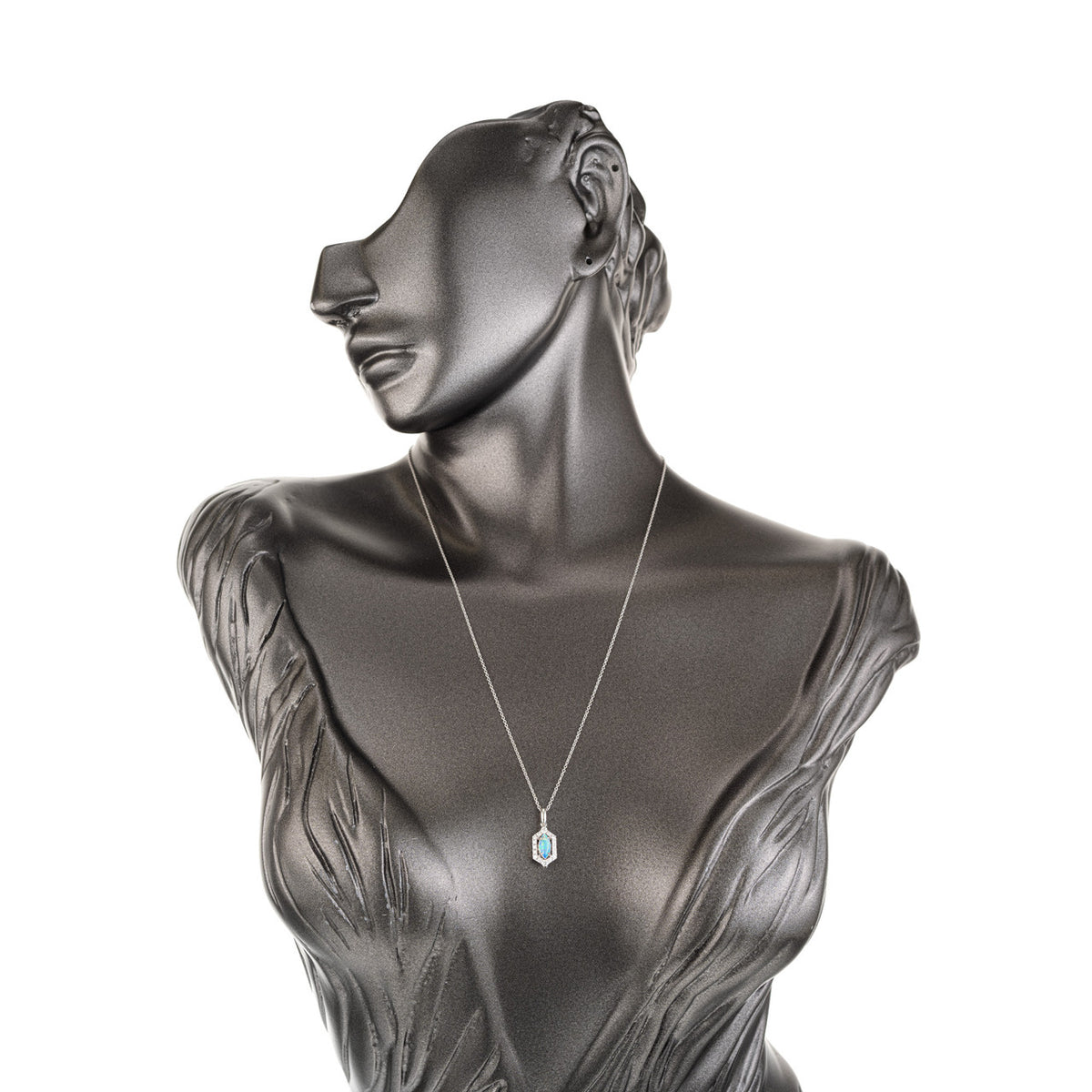 Peter Suchy .33 Carat Red Flash Opal Diamond White Gold Pendant Necklace – image 7
