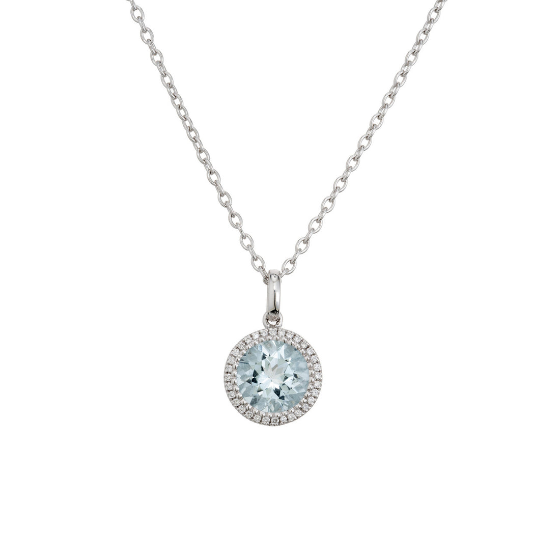 Peter Suchy 1.50 Carat Aquamarine Diamond Halo Pendant Neckalce – image 2