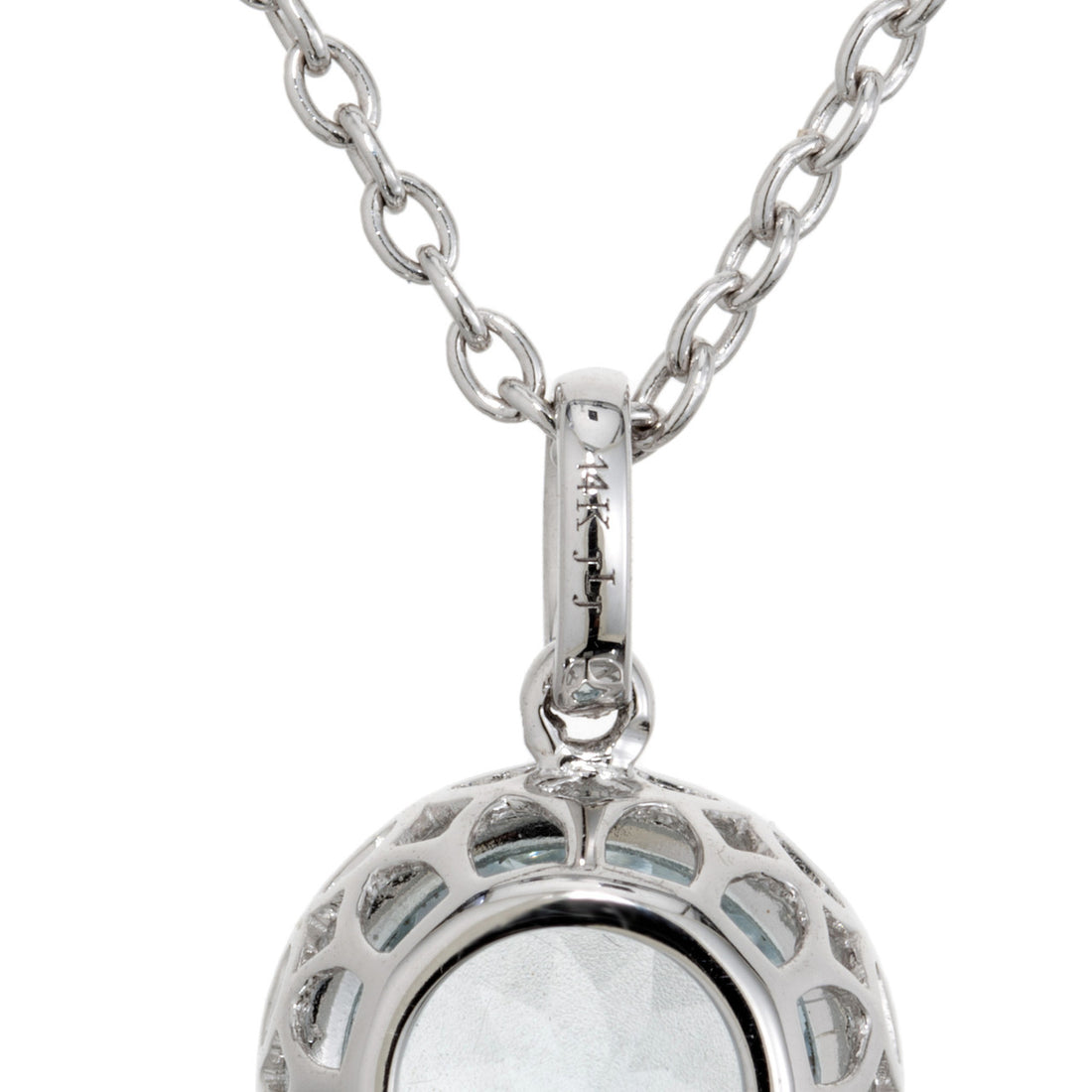 Peter Suchy 1.50 Carat Aquamarine Diamond Halo Pendant Neckalce – image 6