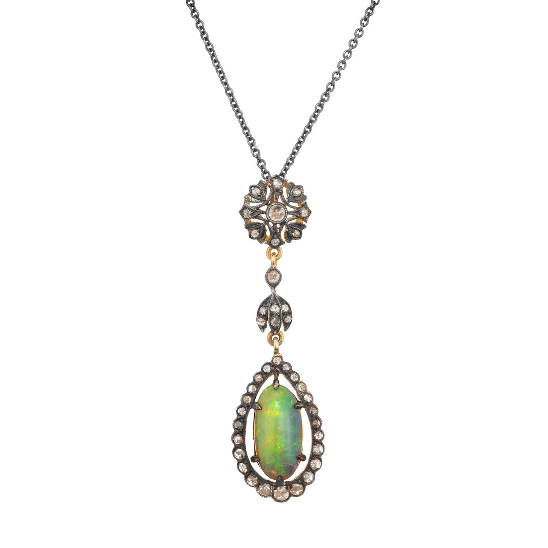 2.00 Carat Opal Diamond Two Tone Pendant Necklace – image 2