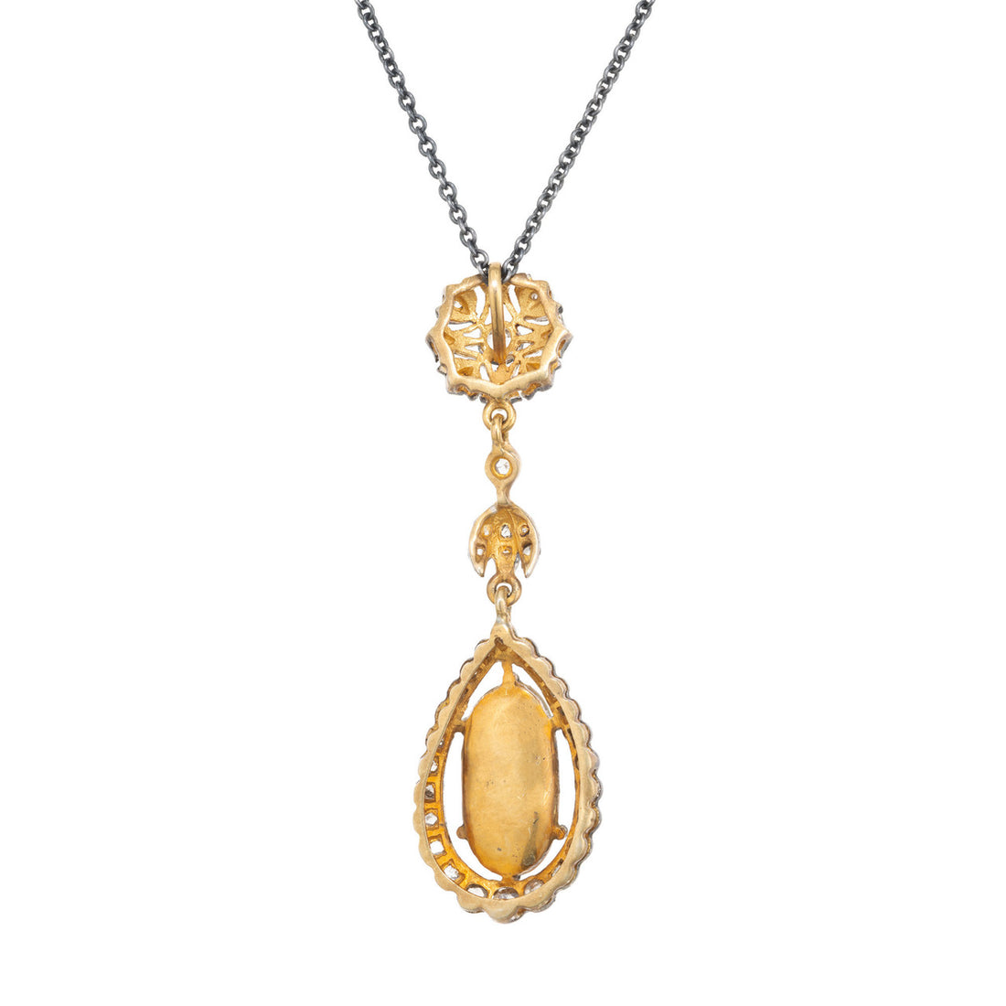 2.00 Carat Opal Diamond Two Tone Pendant Necklace – image 4