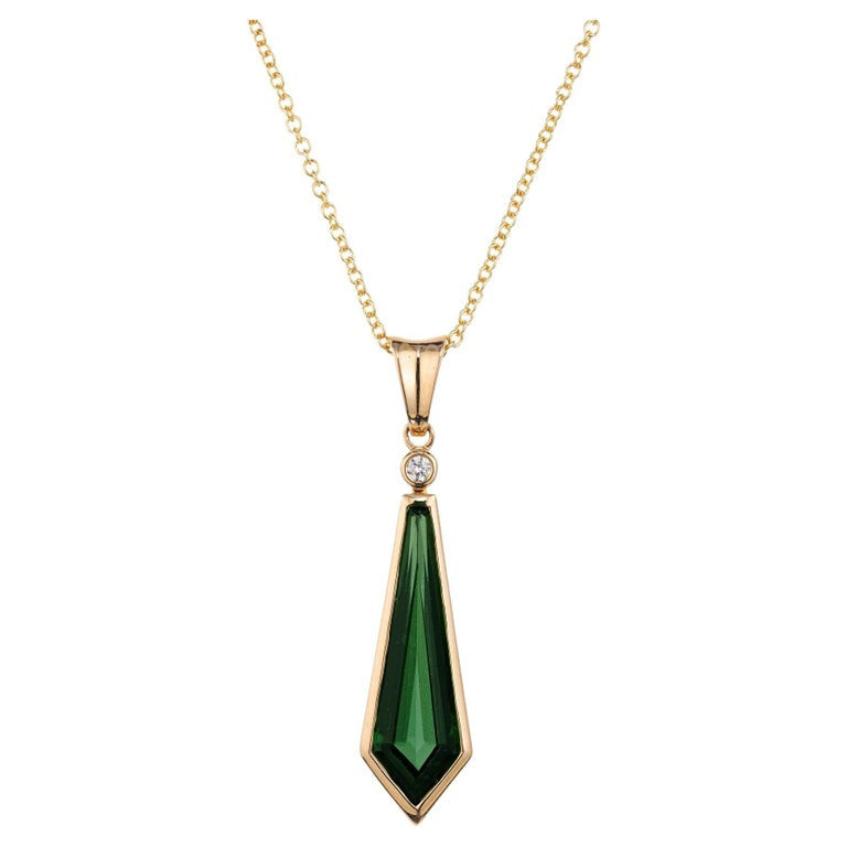 Peter Suchy 2.87 Carat Tourmaline Diamond Yellow Gold Pendant Necklace