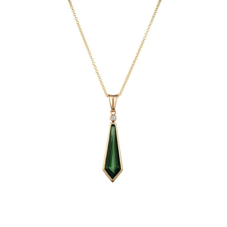 Peter Suchy 2.87 Carat Tourmaline Diamond Yellow Gold Pendant Necklace – image 2