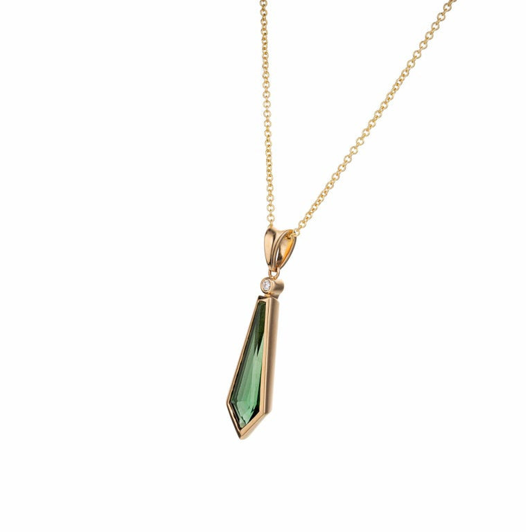 Peter Suchy 2.87 Carat Tourmaline Diamond Yellow Gold Pendant Necklace – image 3