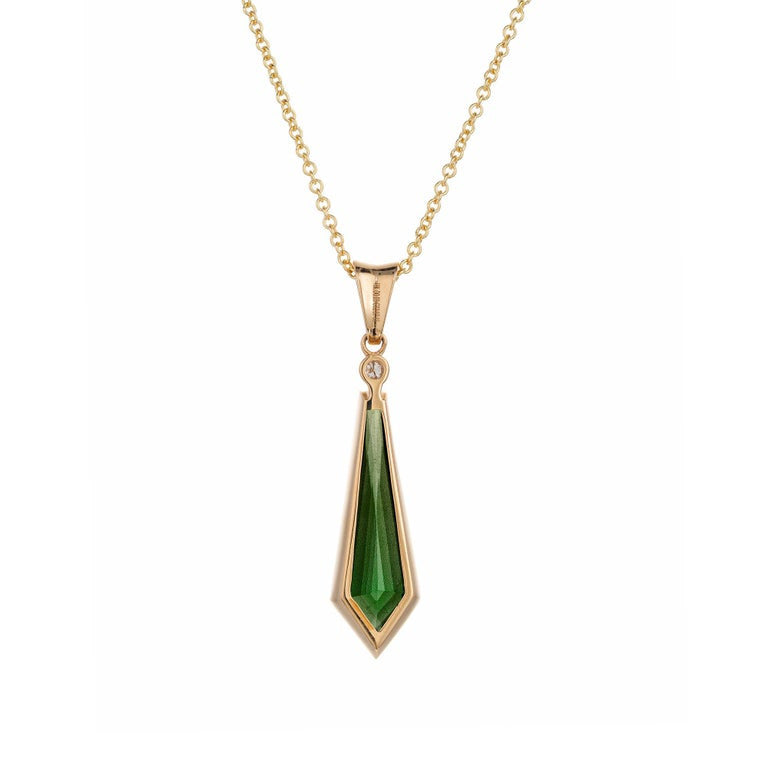 Peter Suchy 2.87 Carat Tourmaline Diamond Yellow Gold Pendant Necklace – image 4