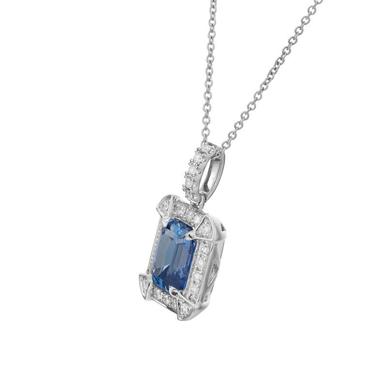 Peter Suchy GIA Certified 2.85 Carat Sapphire Diamond 14k Gold Pendant Necklace – image 4