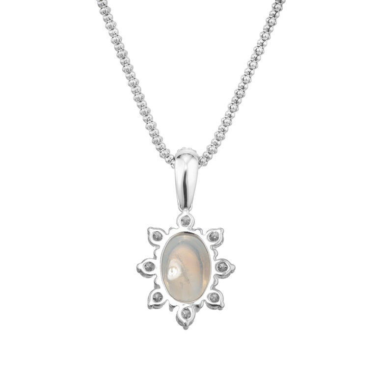 Peter Suchy 5.4 Carat Oval Moonstone Diamond White Gold Pendant Necklace – image 3