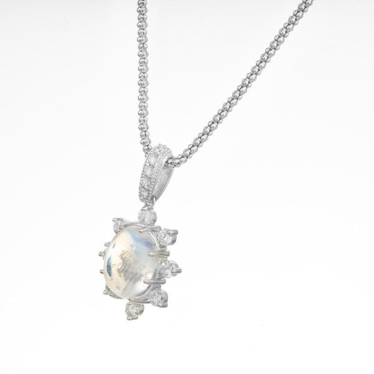 Peter Suchy 5.4 Carat Oval Moonstone Diamond White Gold Pendant Necklace – image 4