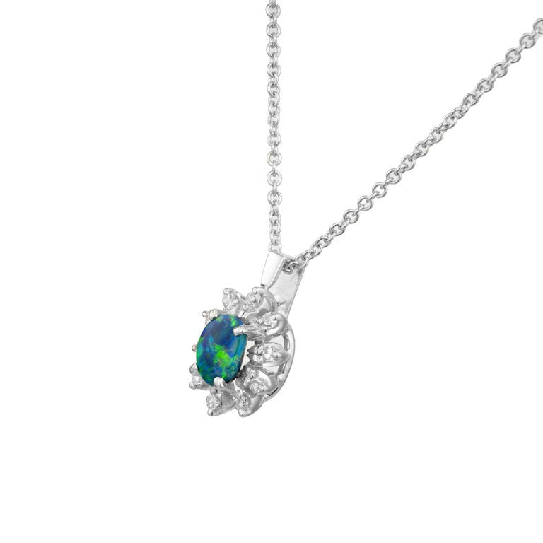 Peter Suchy .43 Carat Black Opal Diamond White Gold Pendant Necklace – image 3