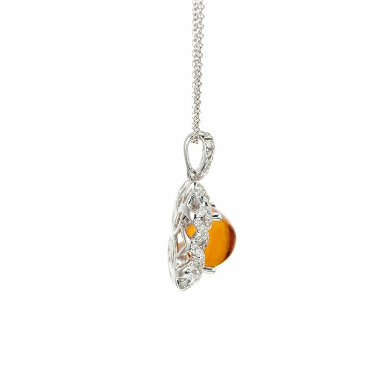 Spark 4.5 Carat Cushion Cut Citrine Diamond Halo White Gold Pendant Necklace – image 5