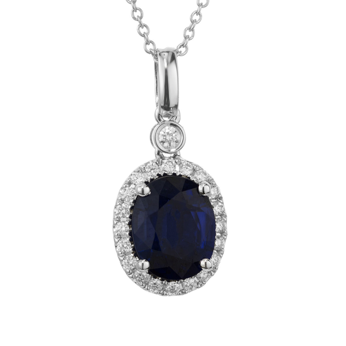 Peter Suchy 2.85 Carat Sapphire Diamond White Gold Pendant Necklace