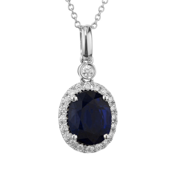 Peter Suchy 2.85 Carat Sapphire Diamond White Gold Pendant Necklace