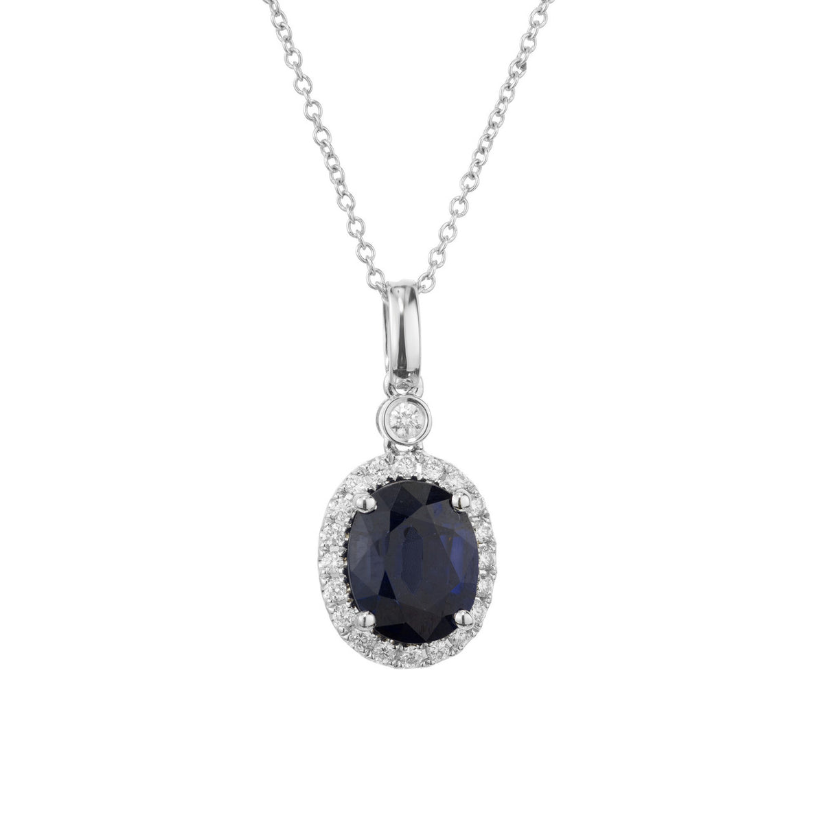 Peter Suchy 2.85 Carat Sapphire Diamond White Gold Pendant Necklace – image 2
