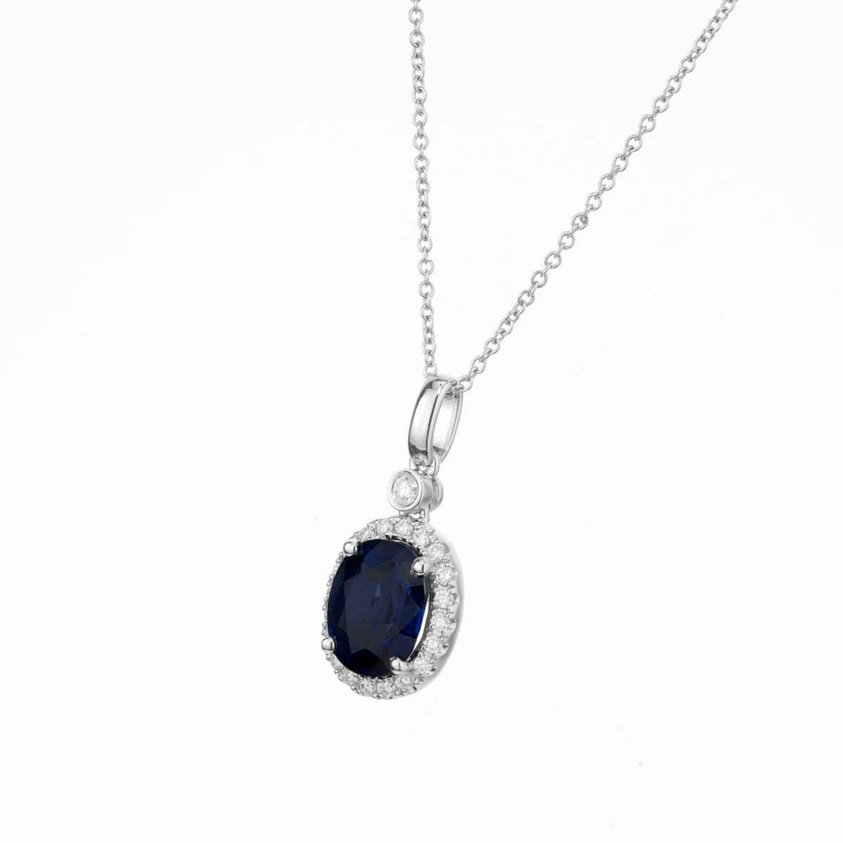 Peter Suchy 2.85 Carat Sapphire Diamond White Gold Pendant Necklace – image 4