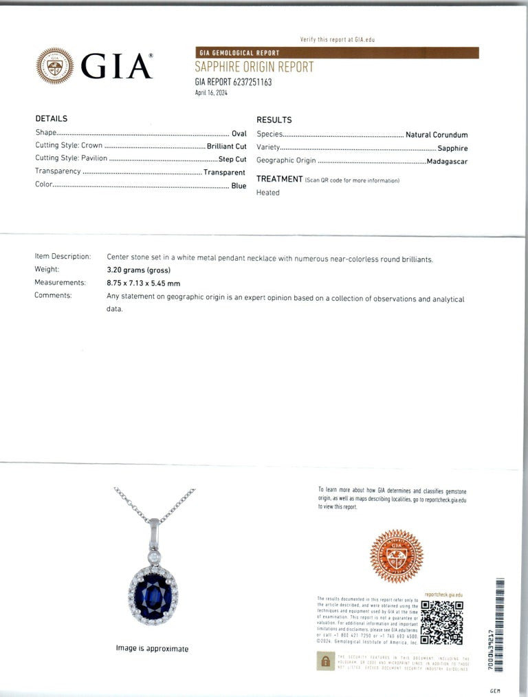 Peter Suchy 2.85 Carat Sapphire Diamond White Gold Pendant Necklace – image 3